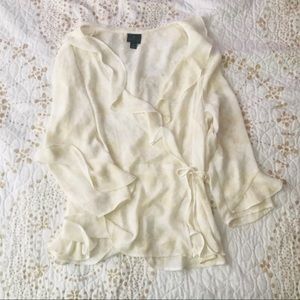 Yellow and White floral Wrap top